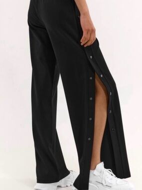 NWT BAR 111 Wide-Leg Black Snap-Button Side Split Pants sz L XL 32X29 30